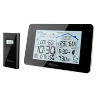 Stație meteo wireless Miraval cu senzor extern, fazele lunii, răsărit, umiditate, 2 alarme, prognoză meteo, afișaj mare, negru 1