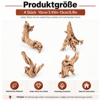 Mirenko Set 4 Bucăți Lemn Natural pentru Acvariu – Decor din Lemn Real pentru Acvariu și Terariu – Rădăcini ca Ascunzători pentru Reptile, Creveți și Paludariu 2