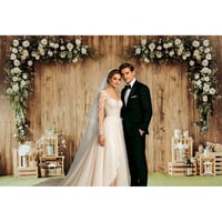 Fundal foto de nuntă MIRRORANG 3x2,5 m cu aspect rustic de lemn și flori, banner pentru perete foto, accesorii pentru cabine foto și studio, fundal pentru fotografii de nuntă și evenimente 2