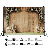 Fundal foto de nuntă MIRRORANG 3x2,5 m cu aspect rustic de lemn și flori, banner pentru perete foto, accesorii pentru cabine foto și studio, fundal pentru fotografii de nuntă și evenimente 3