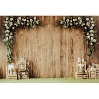 Fundal foto de nuntă MIRRORANG 3x2,5 m cu aspect rustic de lemn și flori, banner pentru perete foto, accesorii pentru cabine foto și studio, fundal pentru fotografii de nuntă și evenimente 1