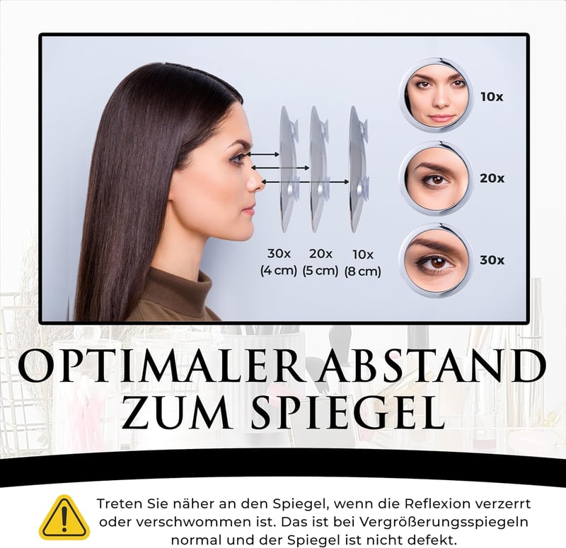 Mirrorvana 30x nagyítós kozmetikai tükör 15cm króm szívócsészés