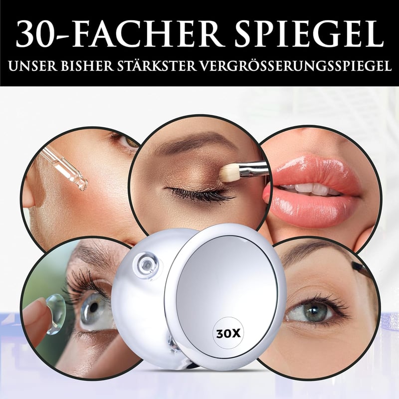 Mirrorvana 30x nagyítós kozmetikai tükör 15cm króm szívócsészés