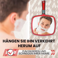 Oglindă de mână mare Mirrorvana pentru coafor, cu mâner, 23 × 33 cm, Roșu 5