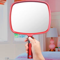 Oglindă de mână mare Mirrorvana pentru coafor, cu mâner, 23 × 33 cm, Roșu 7