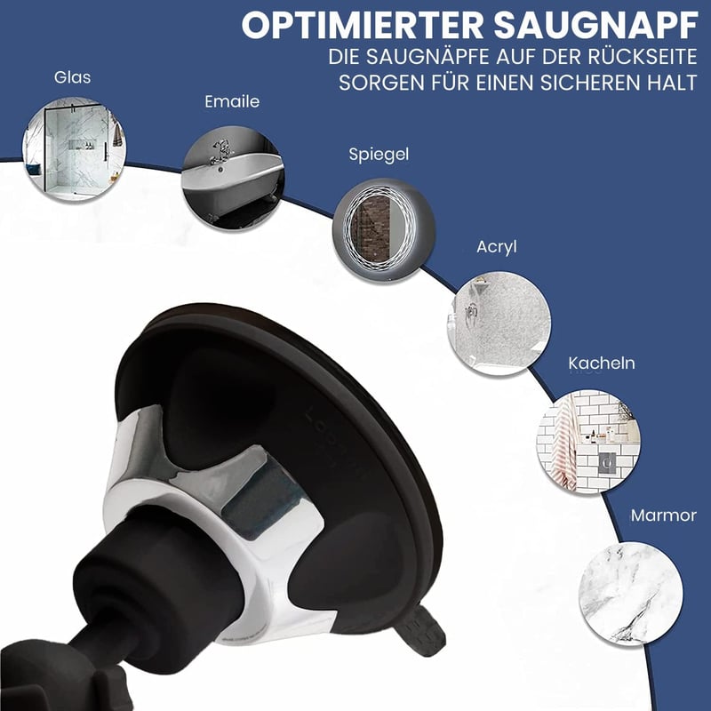 Mirrorvana Párásodásmentes Zuhanytükör Borotválkozáshoz, Erős Tapadókorongos, Törhetetlen, 360° Forgatható Fürdőszobai Tükör, 16,3 x 16,3 cm