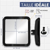Mirrorvana Párásodásmentes Zuhanytükör Borotválkozáshoz, Erős Tapadókorongos, Törhetetlen, 360° Forgatható Fürdőszobai Tükör, 16,3 x 16,3 cm 6