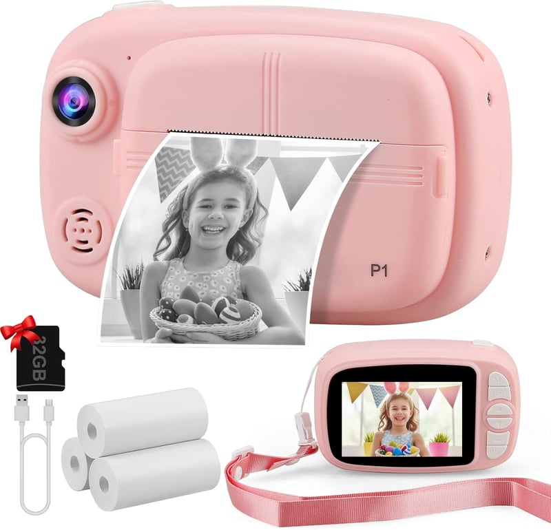 Misilmp Instant Digitális Gyermekkamera 3.5" 1080P Nyomtatóval Pink