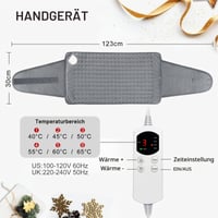 Misognare elektrický vyhrievací vankúš na bolesti chrbta, so 6 teplotnými stupňami, mäkký snímateľný vyhrievací vankúš na brucho, krk a ramená, so suchým zipsom 7