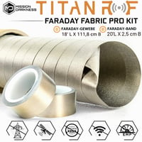 Súprava Mission Darkness TitanRF Faraday Fabric Pro na vlastnú výrobu, vojenská trieda, blokovanie RF signálu 1,1 m x 5,5 m, proti WiFi, Bluetooth a mobilným sieťam 3