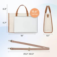 Missnine 15,6" Laptop Táska Női Vászon Nagy Elegáns Munka Utazás Barna Bézs 4