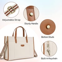 Missnine 15,6" Laptop Táska Női Vászon Nagy Elegáns Munka Utazás Barna Bézs 7