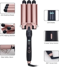 Mistcado 3 hengeres hullám göndörítő 25mm kerámia turmalin LCD kijelzővel arany 7