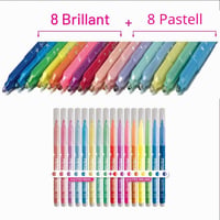 Set carioci cu sclipici Mitama, 16 bucăți, Carioci cu vârf subțire și sclipici, 8 carioci standard + 8 carioci cu sclipici, formă triunghiulară, lavabile, set creativ pentru copii 3
