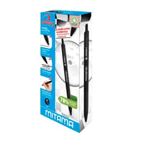 Pix cu buton Mitama Speed3 Comfort cu cerneală semi-gel neagră, vârf de 1,0 mm, pachet de 8 bucăți, plastic reciclat 3