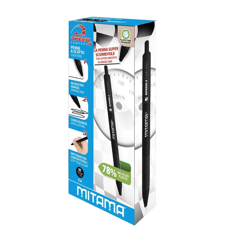 Mitama SPEED Golyóstoll Fekete Semi-Gel Tintával, 1,0 mm-es Hegy, 12 db-os Csomag