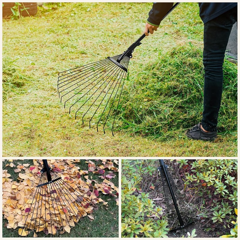 Mitclear Teleszkópos Lombseprű 180 cm, Állítható Kerti Gereblye Acél Fogakkal