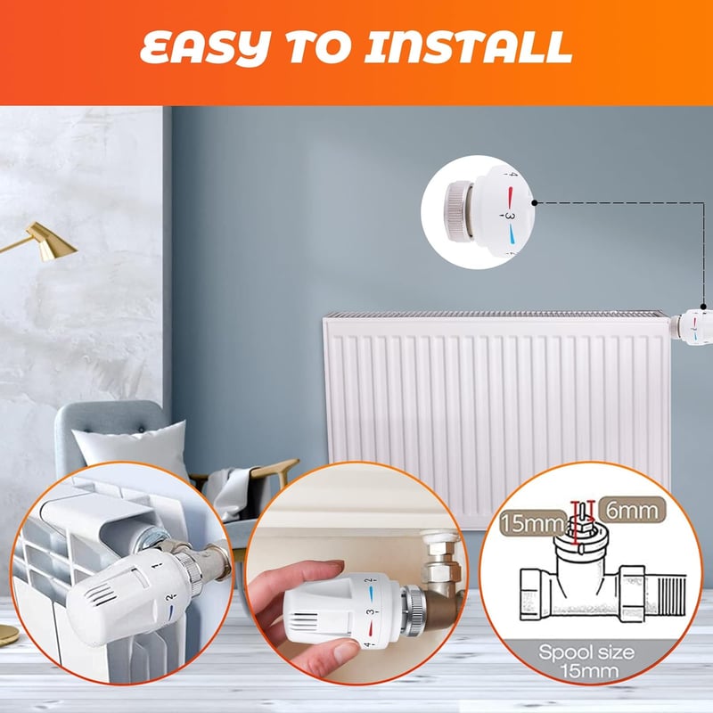 Mitening Termosztátfej Radiátor M30x1.5 4db Fehér Fűtéscsap Csere
