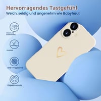 Mitetabo iPhone 16 Szilikon Tok Lányoknak - Arany Szerelem Mintás, Vékony, Ütésálló, Karcolásmentes Védőtok iPhone 16 6,1 Hüvelyk Bézs 6