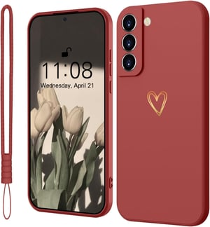 Mitetabo silikonska maskica za Samsung Galaxy S21 FE 5G sa zlatnim srcem, crvena, tanka — pogreška u boji u donjem desnom kutu (stanje: vidi 2. sliku)