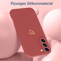 Silikónový kryt Mitetabo pre Samsung Galaxy S21 FE 5G so zlatým srdcom, tenký, odolný voči poškriabaniu, kompletná ochrana, červený 5