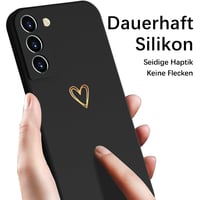 Silikónový kryt Mitetabo pre Samsung Galaxy S22 5G so zlatým srdcom, tenký, odolný proti poškriabaniu, kompletná ochrana, hviezdna čierna 4