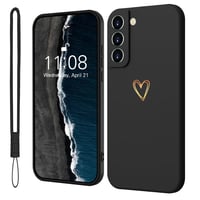 Silikónový kryt Mitetabo pre Samsung Galaxy S22 5G so zlatým srdcom, tenký, odolný proti poškriabaniu, kompletná ochrana, hviezdna čierna 1