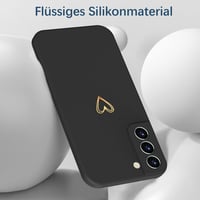 Silikónový kryt Mitetabo pre Samsung Galaxy S22 5G so zlatým srdcom, tenký, odolný proti poškriabaniu, kompletná ochrana, hviezdna čierna 3