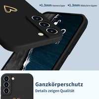 Silikónový kryt Mitetabo pre Samsung Galaxy S22 5G so zlatým srdcom, tenký, odolný proti poškriabaniu, kompletná ochrana, hviezdna čierna 2