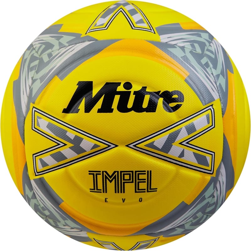 Futbalová lopta Mitre Impel Evo – Tréningová lopta s technológiou Hyperseam, fluoreskujúca žltá/čierna/sivá, veľkosť 5