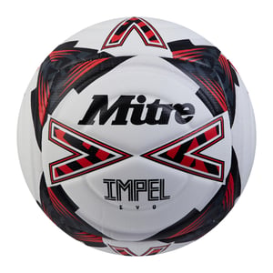 Nogometna lopta Mitre Impel Evo, bijelo/crno/crvena, veličina 4 (opseg 63,5-66 cm), Hyperseam tehnologija, izdržljiva lopta za trening