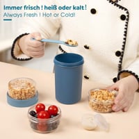 Mitsemmo posuda za musle to go 760 ml + 230 ml, plava posuda za musle i jogurt sa žlicom, spremnik za doručak, posuda za cornflakes 5