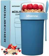 Mitsemmo posuda za musle to go 760 ml + 230 ml, plava posuda za musle i jogurt sa žlicom, spremnik za doručak, posuda za cornflakes 1