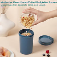 Mitsemmo posuda za musle to go 760 ml + 230 ml, plava posuda za musle i jogurt sa žlicom, spremnik za doručak, posuda za cornflakes 3