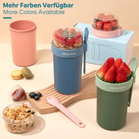 Mitsemmo posuda za musle to go 760 ml + 230 ml, plava posuda za musle i jogurt sa žlicom, spremnik za doručak, posuda za cornflakes 6