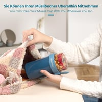 Mitsemmo posuda za musle to go 760 ml + 230 ml, plava posuda za musle i jogurt sa žlicom, spremnik za doručak, posuda za cornflakes 4