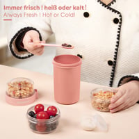 Mitsemmo téglik na müsli so sebou 760 ml + 230 ml ružový, pohár na jogurt s müsli a lyžičkou, box na raňajky, nádoba na cereálie 5