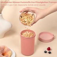 Mitsemmo téglik na müsli so sebou 760 ml + 230 ml ružový, pohár na jogurt s müsli a lyžičkou, box na raňajky, nádoba na cereálie 3