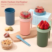 Mitsemmo téglik na müsli so sebou 760 ml + 230 ml ružový, pohár na jogurt s müsli a lyžičkou, box na raňajky, nádoba na cereálie 6