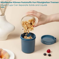 Mitsemmo desiatový box na müsli so sebou s lyžičkou, 560 ml + 230 ml téglik na jogurt, miska na müsli pre deti, modrá 3