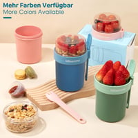 Mitsemmo desiatový box na müsli so sebou s lyžičkou, 560 ml + 230 ml téglik na jogurt, miska na müsli pre deti, modrá 6