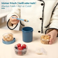 Mitsemmo desiatový box na müsli so sebou s lyžičkou, 560 ml + 230 ml téglik na jogurt, miska na müsli pre deti, modrá 5