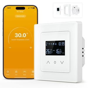 MIUCDA pametni WLAN termostat za električno podno grijanje, 55x55 mm, kompatibilan s Alexa i Google Home sustavima