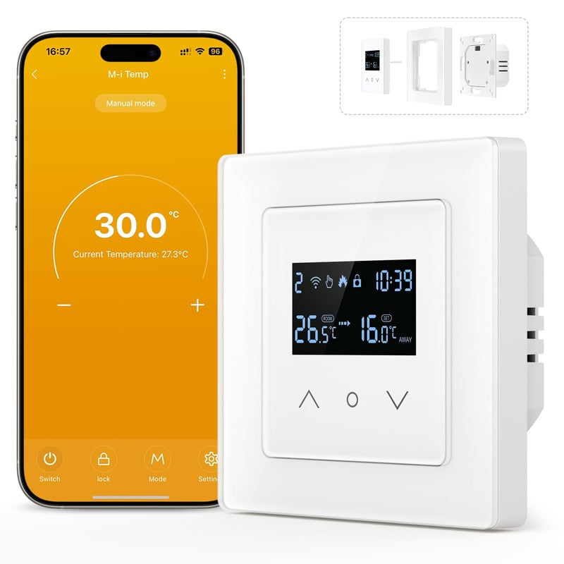 MIUCDA Smart WLAN Termosztát Elektromos Padlófűtéshez Alexa Google Home