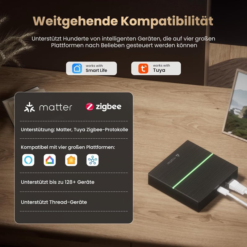 MIUCDA Zigbee Matter Thread Gateway okos otthon automatizáláshoz Alexa Google HomeKit - brown