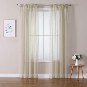 MIULEE set voile zavjesa, s džepom za karnišu - svijetlo kaki - 245x140 cm - 2 kom.