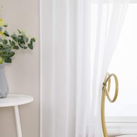 MIULEE 2 darabos voile függöny szett, átlátszó fényáteresztő függöny, füles dekorációs függöny hálóhoz és nappalihoz 5