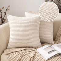 MIULEE 2 db Kordbársony Párnahuzat 60x60 cm Krémfehér Kanapéhoz 1