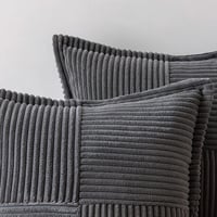 MIULEE 2 db Sötétszürke Kordbársony Díszpárnahuzat 45x45 cm - Puha Bársony Dekorpárna Cipzáras Szegéllyel Nappaliba, Hálószobába 2