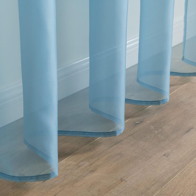 MIULEE Áttetsző Voile Függöny Szett, Szürke-Kék, 2 db, 245x140 cm, Puha Poliészter, Karnistartóval, Nappali és Hálószoba Dekoráció